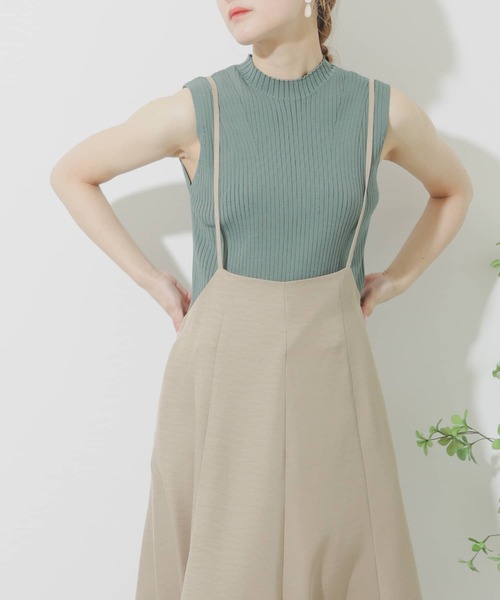 SENSE OF PLACE by URBAN RESEARCH（センスオブプレイスバイアーバンリサーチ）の「デザインリブノースリーブニットトップ（ニット/セーター・レディース・アイボリー/ブラック/ベージュ/グリーン・ONE）」の7枚目の写真