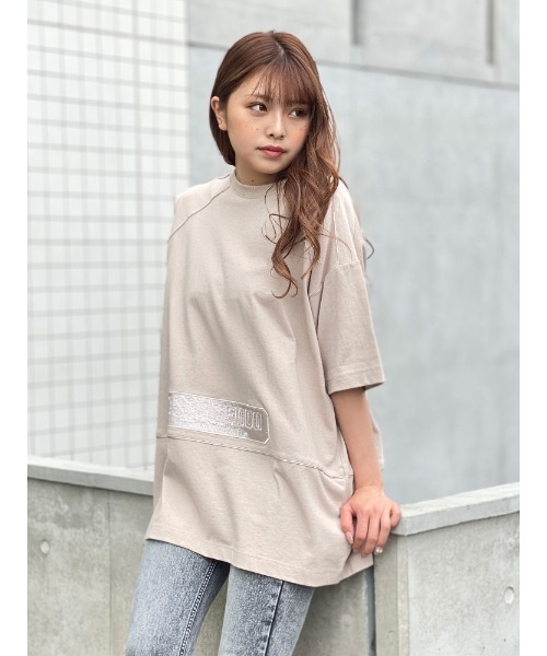 ENVYM（アンビー）の「スウィッチングラインビッグＴ（Tシャツ/カットソー・レディース・ホワイト/ブラック/ベージュ/グリーン・FREE）」の10枚目の写真