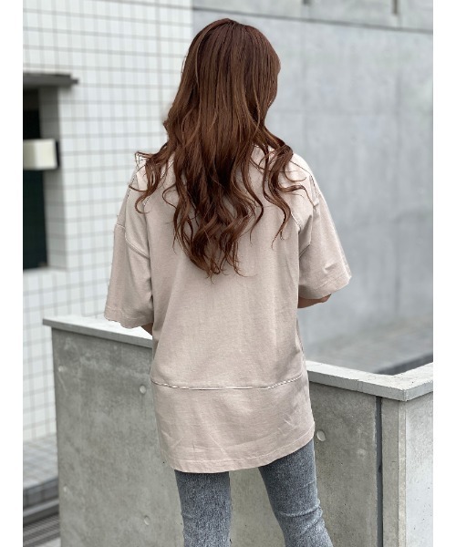 ENVYM（アンビー）の「スウィッチングラインビッグＴ（Tシャツ/カットソー・レディース・ホワイト/ブラック/ベージュ/グリーン・FREE）」の11枚目の写真