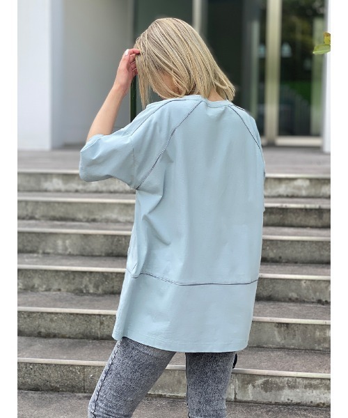 ENVYM（アンビー）の「スウィッチングラインビッグＴ（Tシャツ/カットソー・レディース・ホワイト/ブラック/ベージュ/グリーン・FREE）」の14枚目の写真