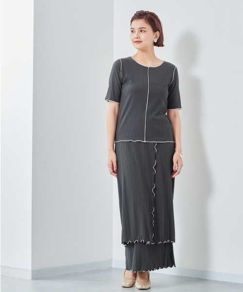 cepo（セポ）の「ハイショクメローＴｅｅ（Tシャツ/カットソー・レディース・グレー/オフホワイト/チャコールグレー・M）」の4枚目の写真