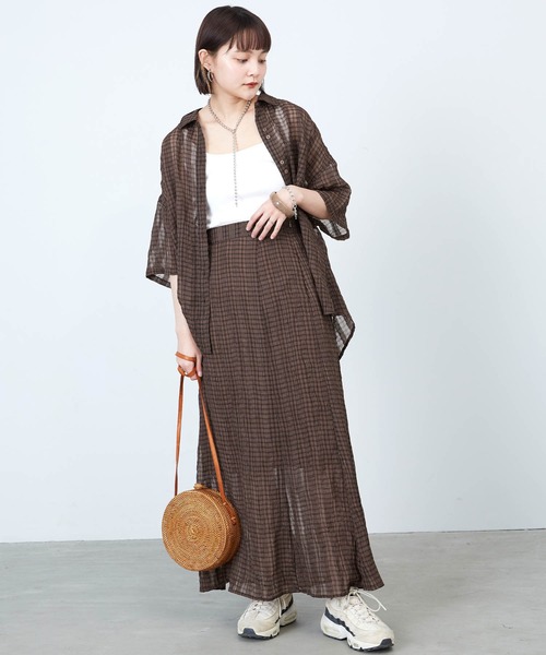 HaaT ISSEY MIYAKE　半袖ドルマンブラウス 絞りシワ加工 チェック HaaT ISSEY MIYAKE 半袖ドルマンブラウス 絞りシワ加工 チェック