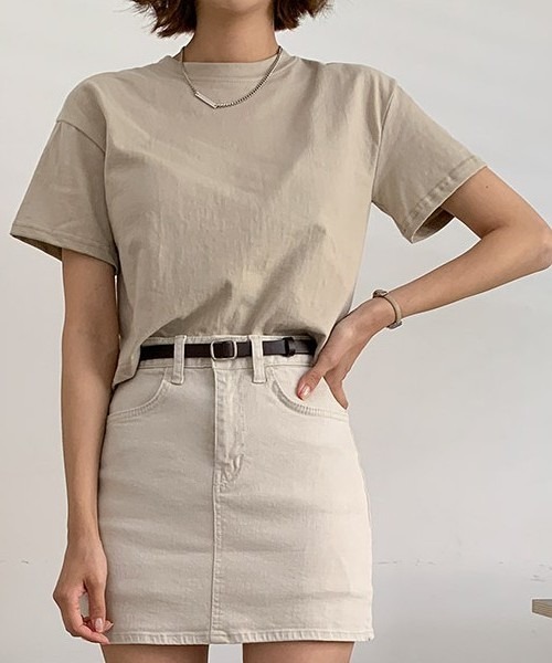 merongshop（メロンショップ）の「MERONGSHOP クロップ丈ちびTシャツ（Tシャツ/カットソー・レディース・ホワイト/スカイブルー/ブラック/ベージュ/グリーン・FREE）」の22枚目の写真