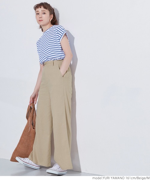 coca(coca)(コカ)の「麻混ワイドバギーパンツ(その他パンツ・レディース・ベージュ/カーキ・M/L)」の3枚目の写真