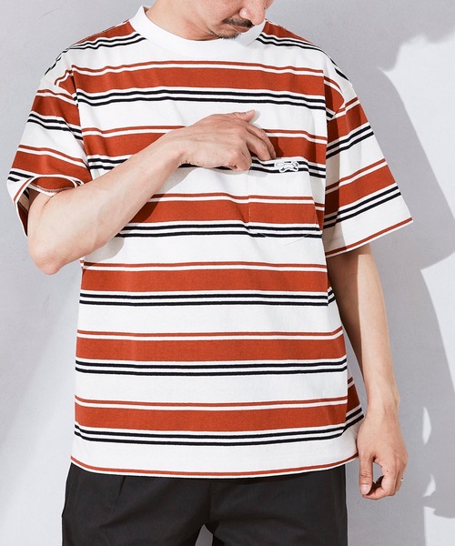 JOURNAL STANDARD relume（ジャーナルスタンダード　レリューム）の「■【PENNYS/ぺニーズ】FOX ボーダーポケットTシャツ■/ワッペン（Tシャツ/カットソー・メンズ・ホワイト/オレンジ/ブルー/グリーン・M/L）」の7枚目の写真