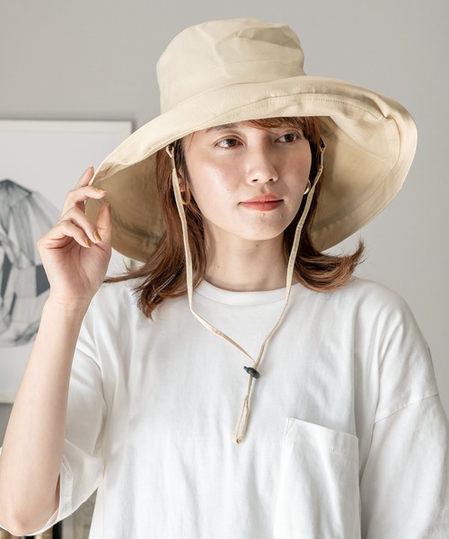 VitaFelice（ヴィータフェリーチェ）の「折りたたみコットンツバ広ハット（ハット・レディース・ブラック/ネイビー/アイボリー・FREE）」の6枚目の写真