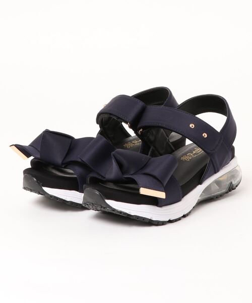 Realta(レアルタ)の「Realta(レアルタ) リボンがかわいいベルクロエアー底スポーツ サンダル(サンダル・レディース・ブラック/ピンク/ネイビー/パープル/アイボリー/グレー/ブルー/ミント・LL/M/S/L)」の6枚目の写真