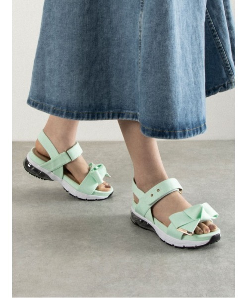 Realta(レアルタ)の「Realta(レアルタ) リボンがかわいいベルクロエアー底スポーツ サンダル(サンダル・レディース・ブラック/ピンク/ネイビー/パープル/アイボリー/グレー/ブルー/ミント・LL/M/S/L)」の5枚目の写真