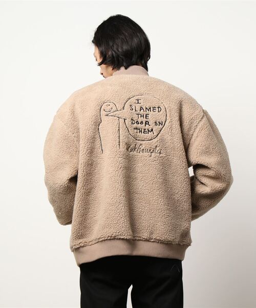 Mark Gonzales（マーク・ゴンザレス）の「【 Mark Gonzales / マークゴンザレス 】 ボアフリース MA-1 ジャケット（MA-1・メンズ・ベージュ/オフホワイト/ブルー・M/L/XL）」の6枚目の写真