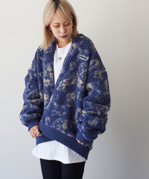 Mark Gonzales（マーク・ゴンザレス）の「【 Mark Gonzales / マークゴンザレス 】 ボアフリース MA-1 ジャケット（MA-1・メンズ・ベージュ/オフホワイト/ブルー・M/L/XL）」の3枚目の写真