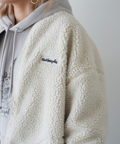 Mark Gonzales（マーク・ゴンザレス）の「【 Mark Gonzales / マークゴンザレス 】 ボアフリース MA-1 ジャケット（MA-1・メンズ・ベージュ/オフホワイト/ブルー・M/L/XL）」の7枚目の写真