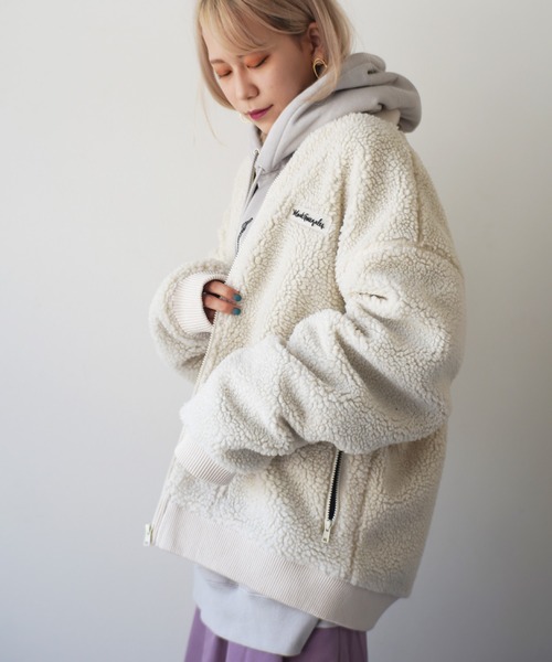 Mark Gonzales（マーク・ゴンザレス）の「【 Mark Gonzales / マークゴンザレス 】 ボアフリース MA-1 ジャケット（MA-1・メンズ・ベージュ/オフホワイト/ブルー・M/L/XL）」の11枚目の写真