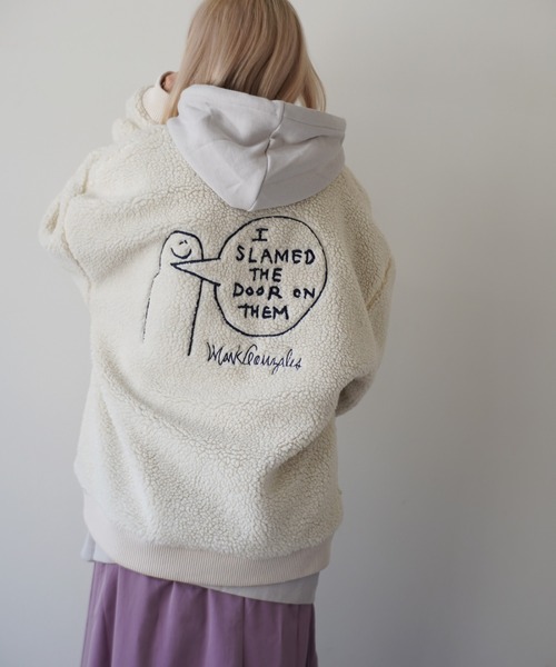 Mark Gonzales（マーク・ゴンザレス）の「【 Mark Gonzales / マークゴンザレス 】 ボアフリース MA-1 ジャケット（MA-1・メンズ・ベージュ/オフホワイト/ブルー・M/L/XL）」の12枚目の写真