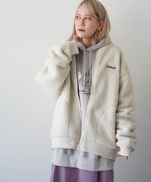 Mark Gonzales（マーク・ゴンザレス）の「【 Mark Gonzales / マークゴンザレス 】 ボアフリース MA-1 ジャケット（MA-1・メンズ・ベージュ/オフホワイト/ブルー・M/L/XL）」の14枚目の写真