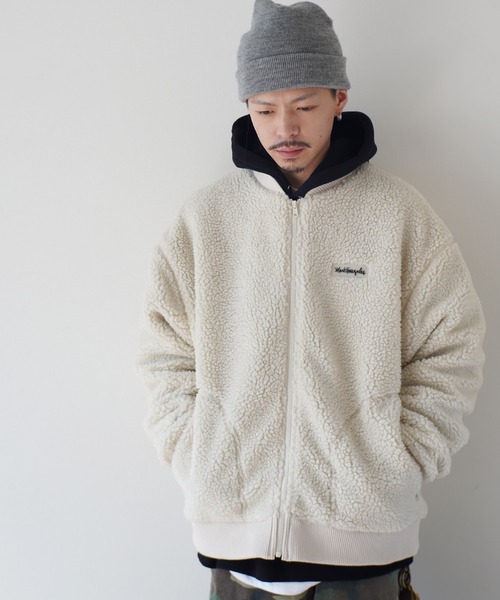 Mark Gonzales（マーク・ゴンザレス）の「【 Mark Gonzales / マークゴンザレス 】 ボアフリース MA-1 ジャケット（MA-1・メンズ・ベージュ/オフホワイト/ブルー・M/L/XL）」の15枚目の写真