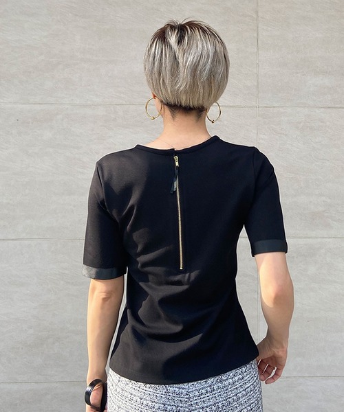 JENNE(ジェンヌ)の「テープリボンTシャツ(Tシャツ/カットソー・レディース・ホワイト/ブラック/ネイビー・S/M/L)」の9枚目の写真
