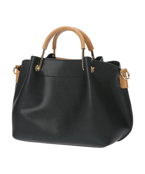 DURAS（デュラス）の「配色合皮バッグ（トートバッグ・レディース・ブラック/ベージュ/モスグリーン・FREE）」の2枚目の写真