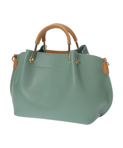 DURAS（デュラス）の「配色合皮バッグ（トートバッグ・レディース・ブラック/ベージュ/モスグリーン・FREE）」の6枚目の写真