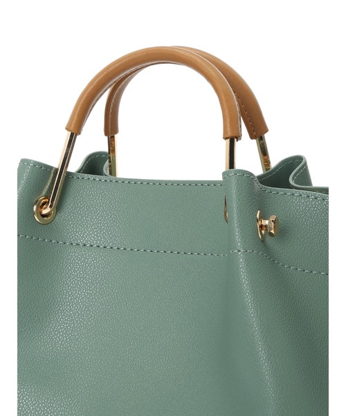 DURAS（デュラス）の「配色合皮バッグ（トートバッグ・レディース・ブラック/ベージュ/モスグリーン・FREE）」の10枚目の写真