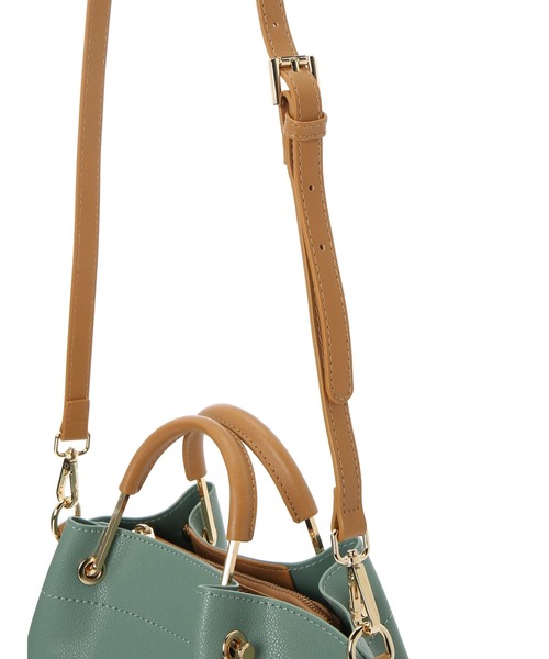 DURAS（デュラス）の「配色合皮バッグ（トートバッグ・レディース・ブラック/ベージュ/モスグリーン・FREE）」の8枚目の写真