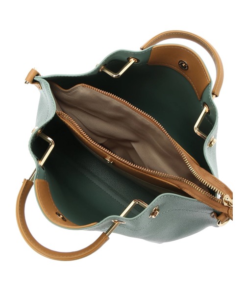 DURAS（デュラス）の「配色合皮バッグ（トートバッグ・レディース・ブラック/ベージュ/モスグリーン・FREE）」の5枚目の写真