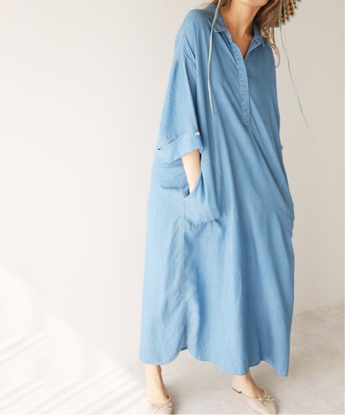 Iena スローブイエナ のファッション Slobe ワンピース セール ソフトデニムスキッパーワンピース 手洗い可能 ワンピース Slobe