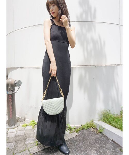 MERCURYDUO（マーキュリーデュオ）の「異素材ヘムニットジャンスカ（ワンピース・レディース・ブラック/ピンク/ミント・FREE）」の22枚目の写真