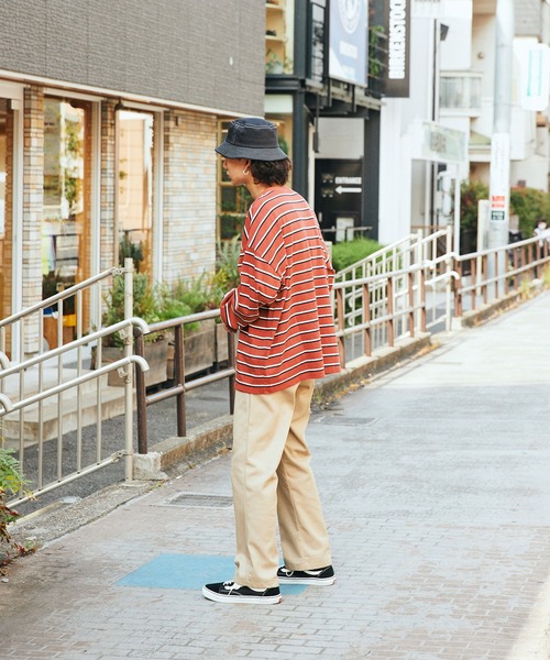 SPOC STORE】ワンポイント刺繍マルチボーダーロンT（Tシャツ