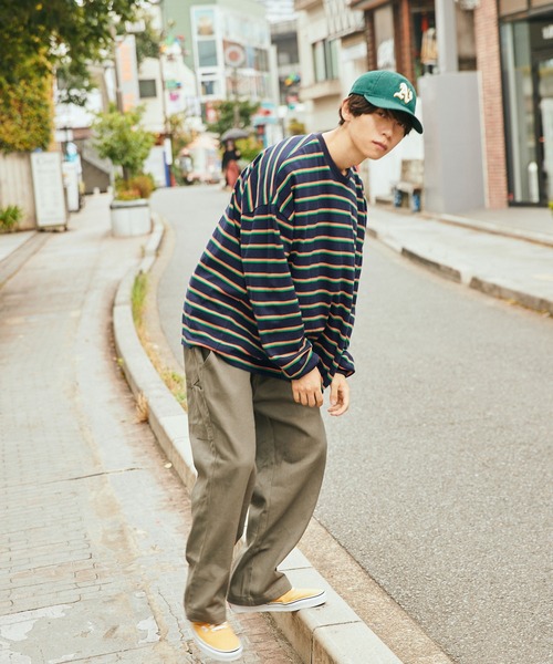 SPOC STORE】ワンポイント刺繍マルチボーダーロンT（Tシャツ