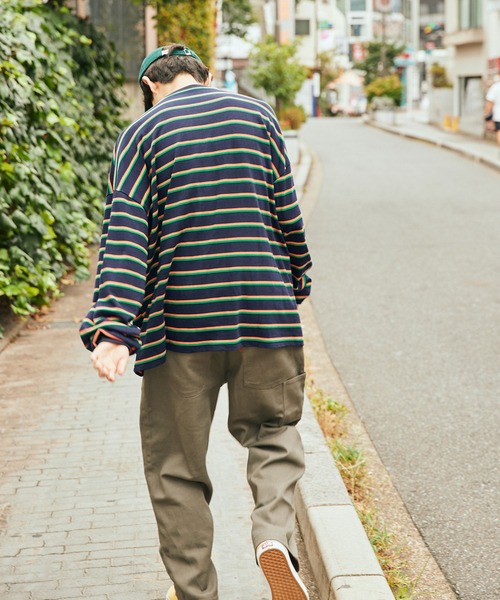 SPOC STORE】ワンポイント刺繍マルチボーダーロンT（Tシャツ