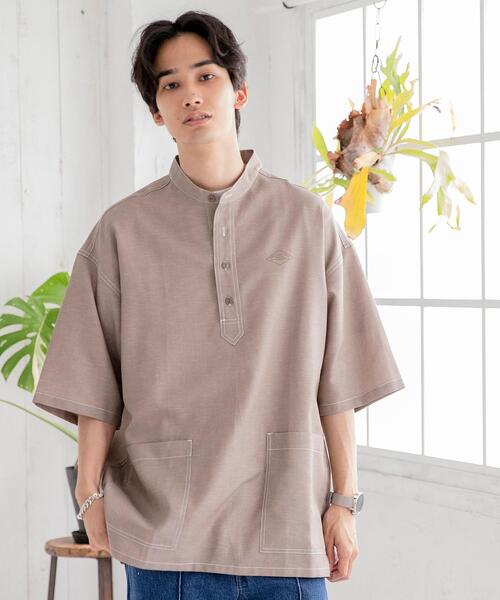 coen(コーエン)の「ワークプルオーバーショートスリーブシャツ(シャツ/ブラウス・メンズ・ベージュ/ネイビー・X-LARGE/LARGE/MEDIUM/SMALL)」の1枚目の写真