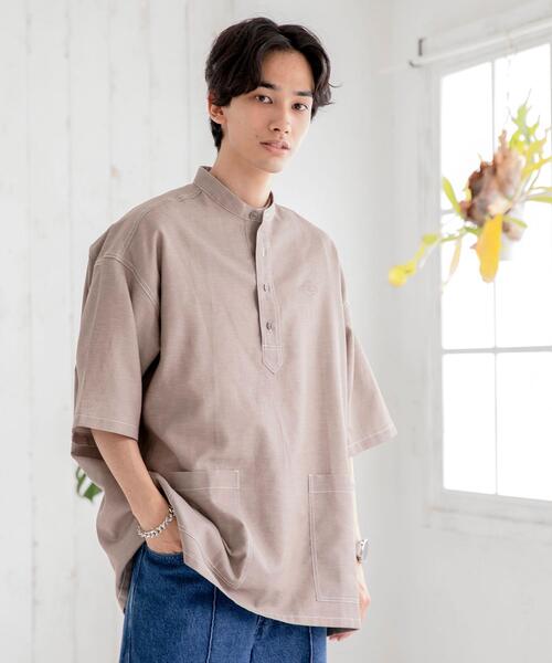 coen(コーエン)の「ワークプルオーバーショートスリーブシャツ(シャツ/ブラウス・メンズ・ベージュ/ネイビー・X-LARGE/LARGE/MEDIUM/SMALL)」の6枚目の写真