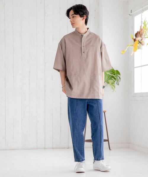 coen(コーエン)の「ワークプルオーバーショートスリーブシャツ(シャツ/ブラウス・メンズ・ベージュ/ネイビー・X-LARGE/LARGE/MEDIUM/SMALL)」の8枚目の写真