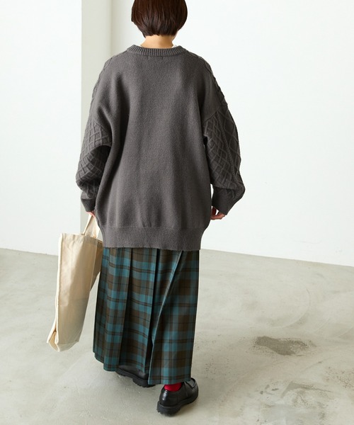 greenclothig オーバーミット　パッチワーク　Lサイズ forksy.】パッチワークニットオーバーサイズプルオーバー forksy