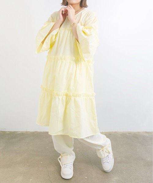 nemne store（ネンネストア）の「お花畑に行くティアードミニワンピース（ワンピース・レディース・オフホワイト/ミント/クリーム・フリー）」の16枚目の写真