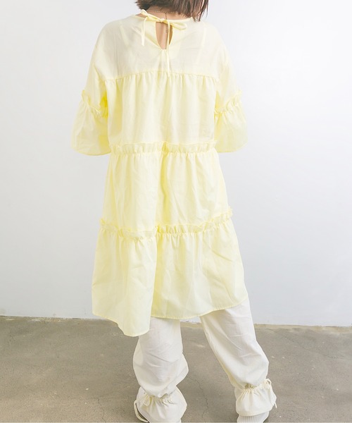 nemne store（ネンネストア）の「お花畑に行くティアードミニワンピース（ワンピース・レディース・オフホワイト/ミント/クリーム・フリー）」の17枚目の写真