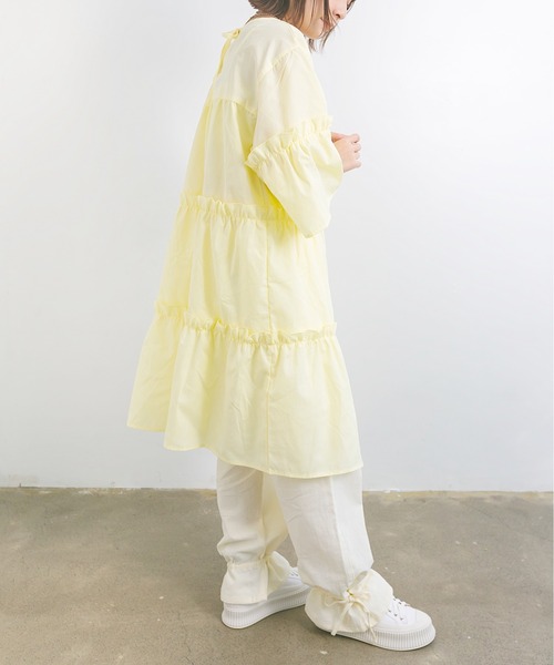nemne store（ネンネストア）の「お花畑に行くティアードミニワンピース（ワンピース・レディース・オフホワイト/ミント/クリーム・フリー）」の18枚目の写真