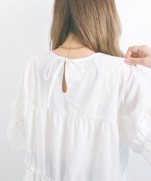 nemne store（ネンネストア）の「お花畑に行くティアードミニワンピース（ワンピース・レディース・オフホワイト/ミント/クリーム・フリー）」の10枚目の写真