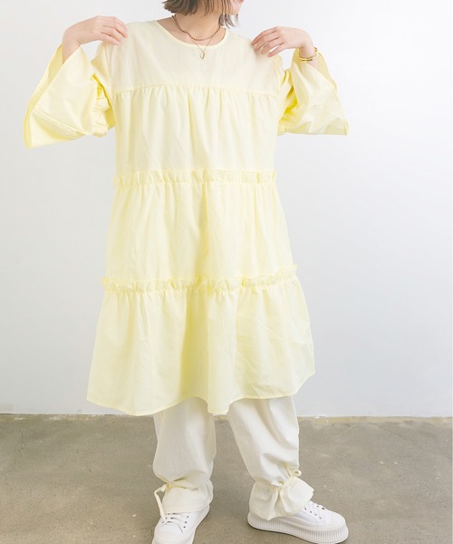 nemne store（ネンネストア）の「お花畑に行くティアードミニワンピース（ワンピース・レディース・オフホワイト/ミント/クリーム・フリー）」の14枚目の写真