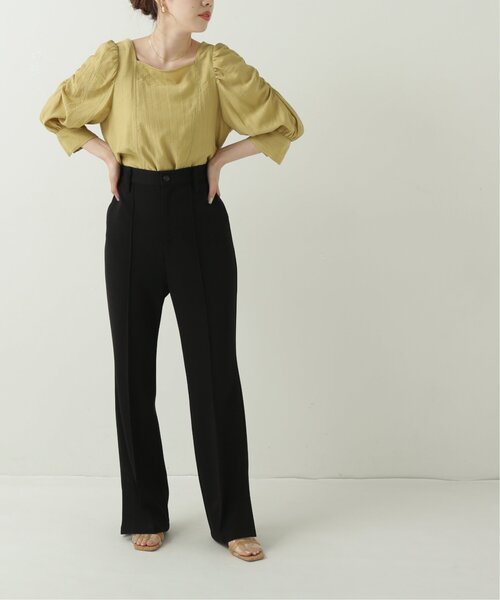 RAY CASSIN（レイカズン）の「ストレッチセンタータックカラーパンツ（スラックス・レディース・ブラック/ブラウン/ブルー/ライトカーキ/キナリ・SMALL/MEDIUM/LARGE）」の10枚目の写真