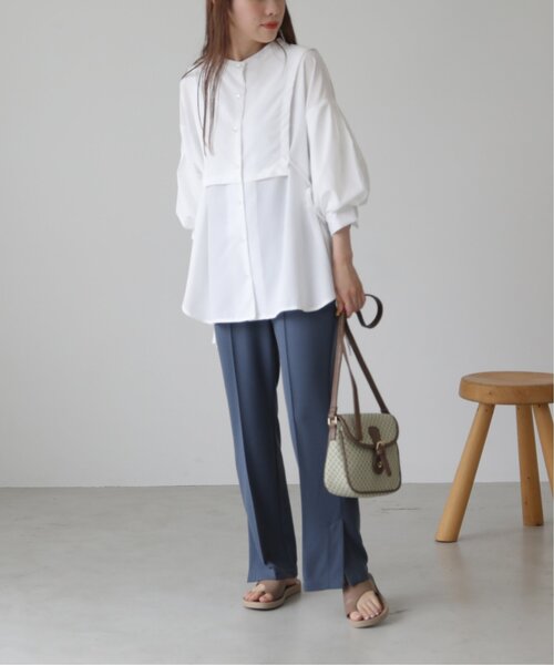 RAY CASSIN（レイカズン）の「ストレッチセンタータックカラーパンツ（スラックス・レディース・ブラック/ブラウン/ブルー/ライトカーキ/キナリ・SMALL/MEDIUM/LARGE）」の6枚目の写真