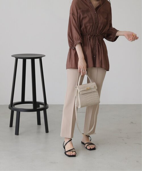 RAY CASSIN（レイカズン）の「ストレッチセンタータックカラーパンツ（スラックス・レディース・ブラック/ブラウン/ブルー/ライトカーキ/キナリ・SMALL/MEDIUM/LARGE）」の15枚目の写真