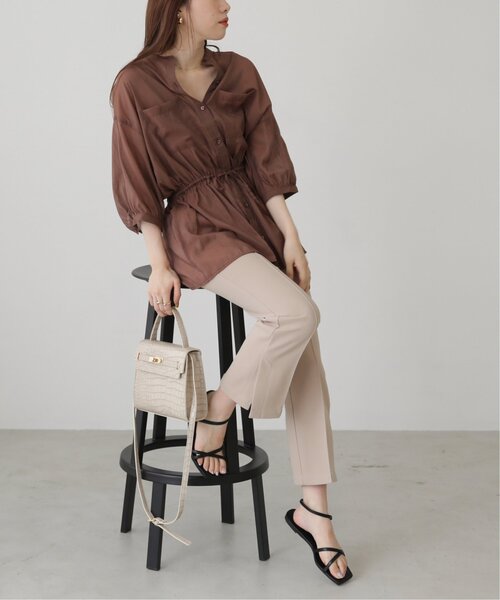 RAY CASSIN（レイカズン）の「ストレッチセンタータックカラーパンツ（スラックス・レディース・ブラック/ブラウン/ブルー/ライトカーキ/キナリ・SMALL/MEDIUM/LARGE）」の22枚目の写真