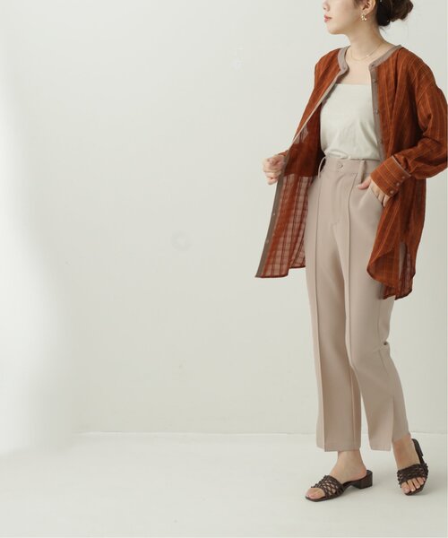 RAY CASSIN（レイカズン）の「ストレッチセンタータックカラーパンツ（スラックス・レディース・ブラック/ブラウン/ブルー/ライトカーキ/キナリ・SMALL/MEDIUM/LARGE）」の12枚目の写真