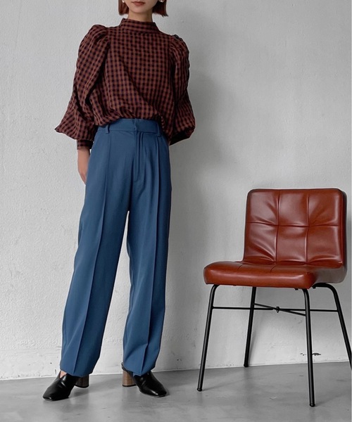 Solace（ソレイス）の「ギンガムチェックパワショルブラウス（シャツ/ブラウス・レディース・ブラウン/マスタード・FREE）」の12枚目の写真