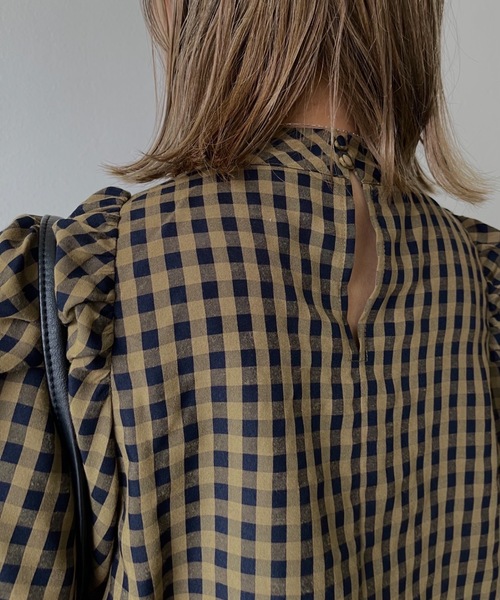 Solace（ソレイス）の「ギンガムチェックパワショルブラウス（シャツ/ブラウス・レディース・ブラウン/マスタード・FREE）」の13枚目の写真