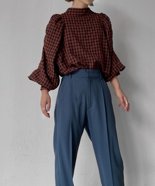 Solace（ソレイス）の「ギンガムチェックパワショルブラウス（シャツ/ブラウス・レディース・ブラウン/マスタード・FREE）」の17枚目の写真