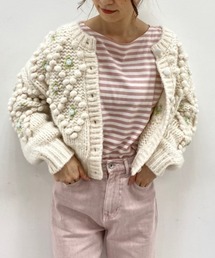 one after another NICE CLAUP | 花刺繍ぽこぽこニットカーディガン(カーディガン/ボレロ)