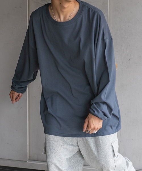 kutir(クティール)の「無地ルーズロンT(Tシャツ/カットソー・メンズ・ホワイト/グリーン/ボルドー/ダークブルー・MEDIUM/LARGE)」の3枚目の写真