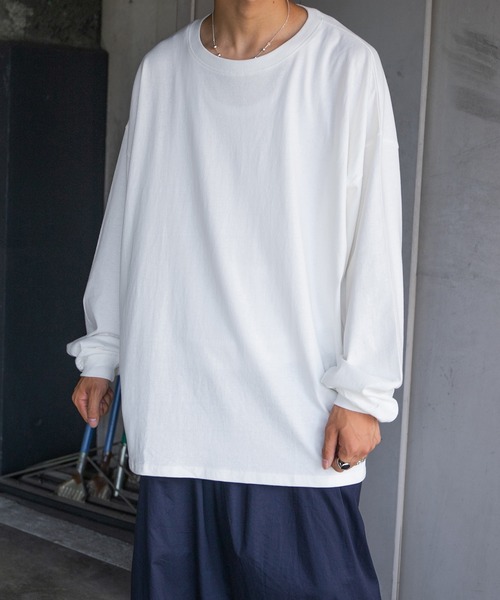 kutir(クティール)の「無地ルーズロンT(Tシャツ/カットソー・メンズ・ホワイト/グリーン/ボルドー/ダークブルー・MEDIUM/LARGE)」の1枚目の写真